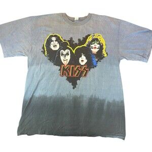 Vintage KISS Band T Shirt 90s Gray Rock Tee USA Single Stitch XL